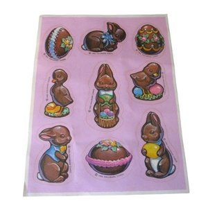 Chocolate Scented Easter Stickers Vintage Hallmark 1983 A Single Sheet